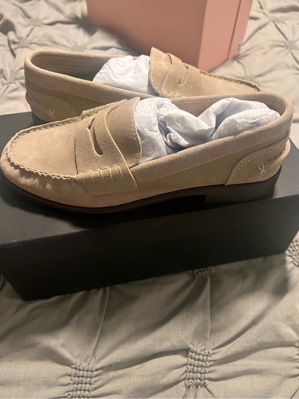 rag & bone Beige Suede Penny Loafers